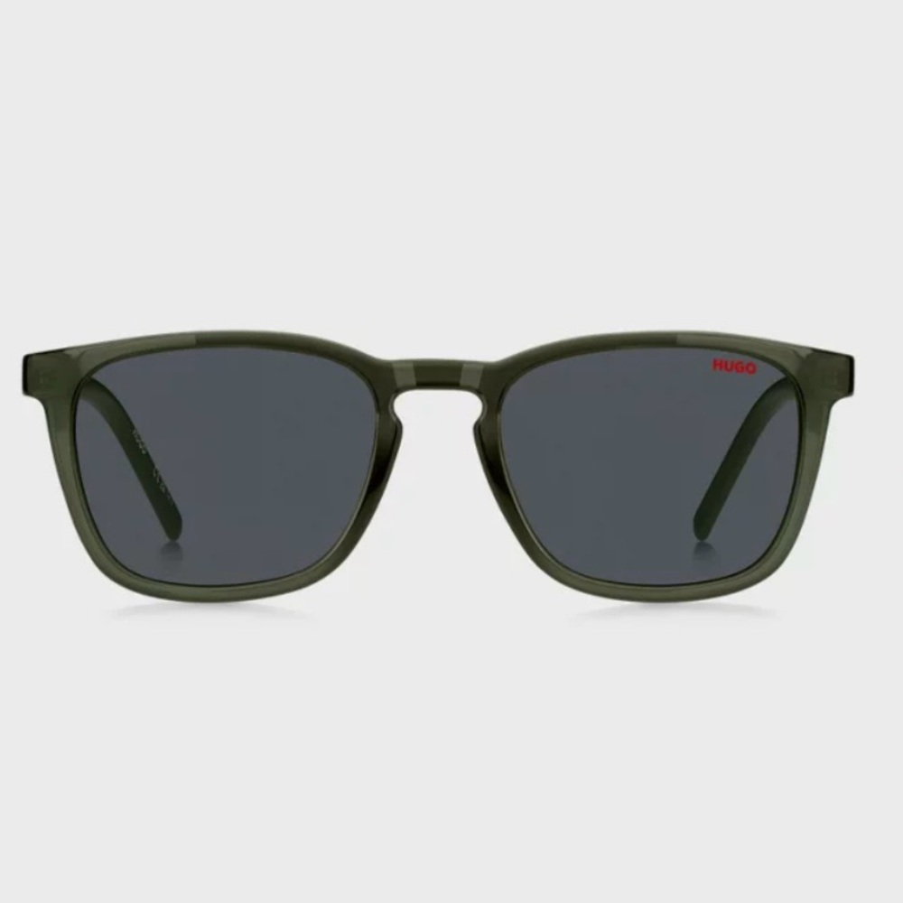 HUGO Olive Green Men’s Sunglasses with Patterned Temples